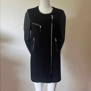 Milly Black Wool and Lamb Leather Sleeves Jacket